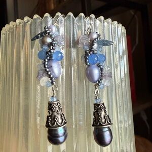 Elegant Silver and Purple Dangle Earrings